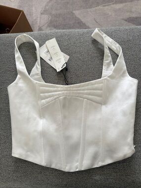 White Structured Corset Crop Top - Women's